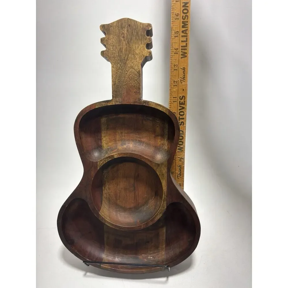 Monkey Pod Wood Guitar Serving Tray Bowl Divided Danya Philippines